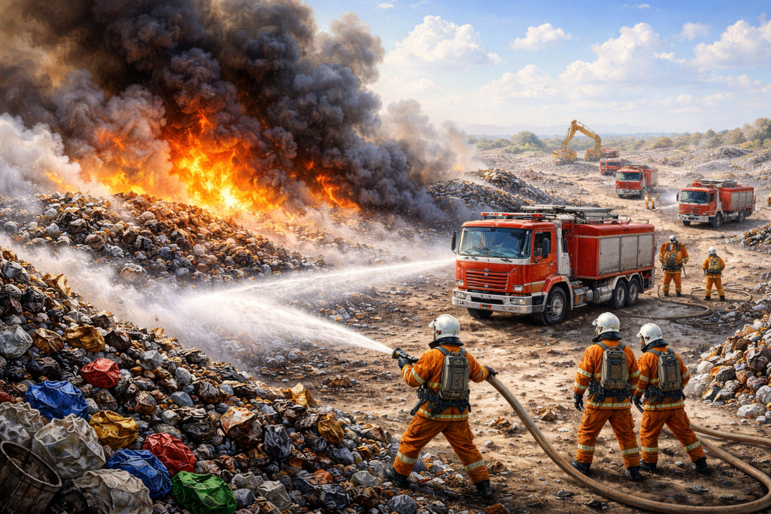 пожар на полигоне Атырау